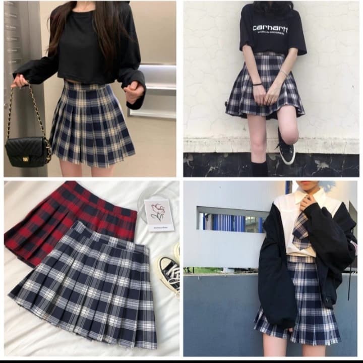 (ẢNH THẬT) Chân váy tennis xếp li nhiều màu phong cách HÀN QUỐC mix đồ xteen. Chân váy caro thanh lịch. THỜI TRANG 1989