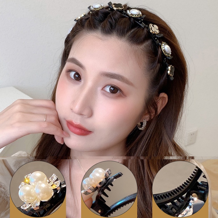 Băng Đô Dây Bện Đính Ngọc Trai Thời Trang Cho Nữ