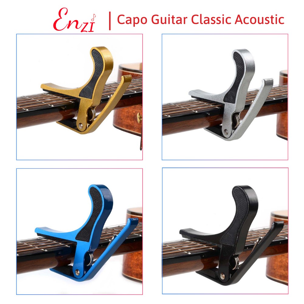 Capo đàn guitar classic acoustic Enzi lên dây chuyên nghiệp màu Đen hợp kim chắc chắn ghi ta