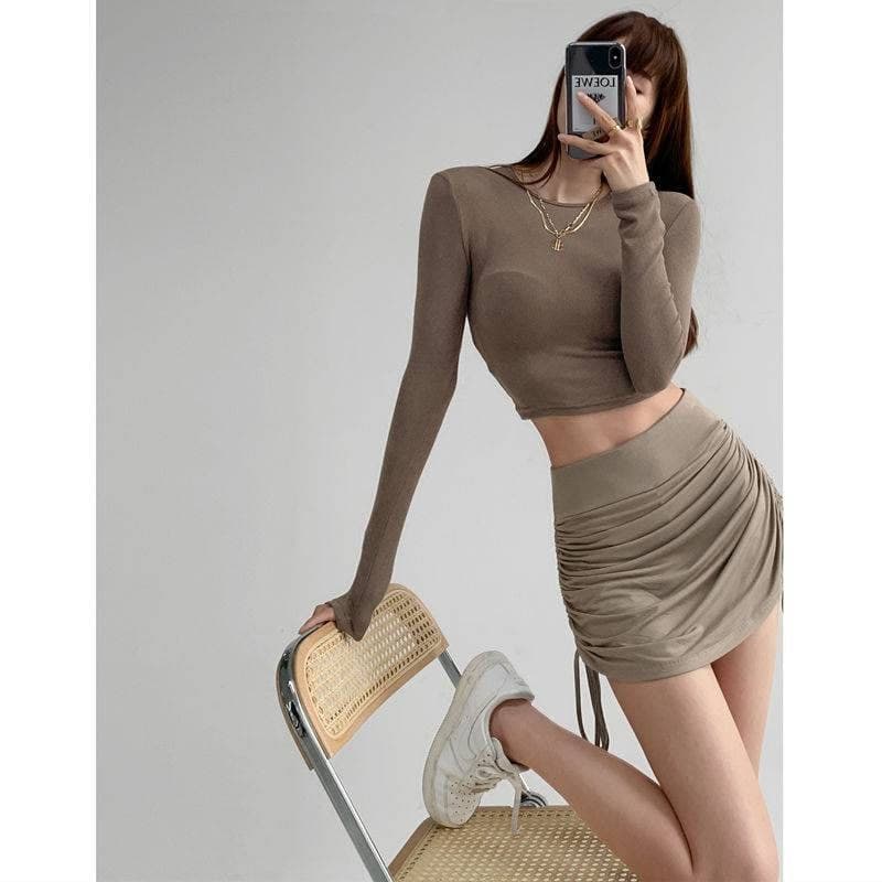 Chân Váy ngắn cạp cao rút dây cạnh có quần bên trong Đầm dây rút cạp to may 2 lớp vải | BigBuy360 - bigbuy360.vn