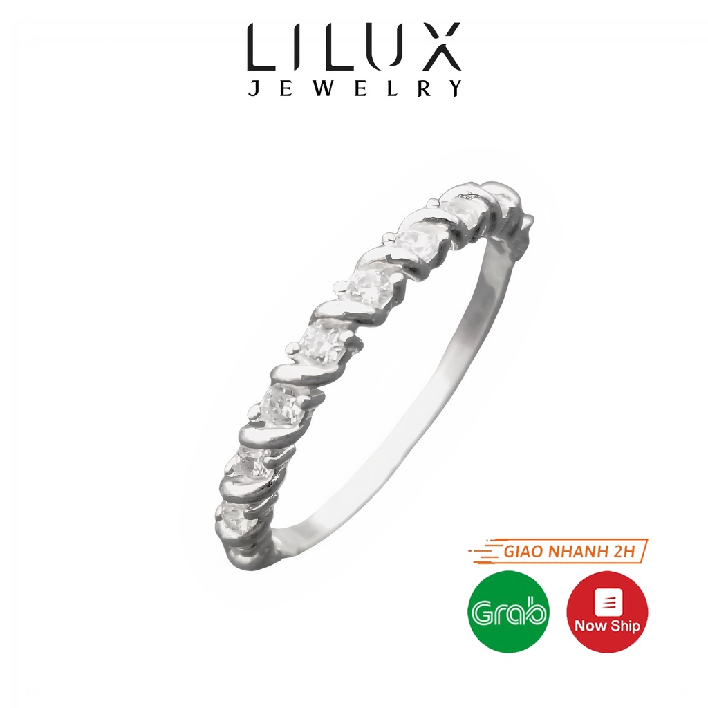 Nhẫn bạc nữ trơn xoắn đính đá LILUX  N013