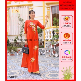 TT51 - Áo dài trung niên lụa tằm thêu tinh tế