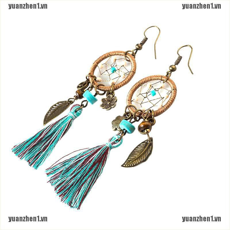 Bông tai hình dreamcatcher dáng thòng kiểu vintage nữ tính