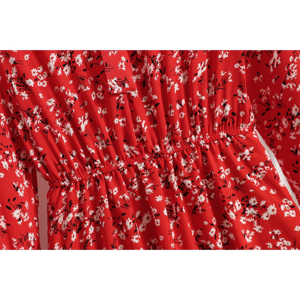 Đầm Midi Chữ A Eo Cao Tay Dài In Họa Tiết Hoa Thời Trang Mùa Hè 4 Phong Cách Mới Cho Nữ