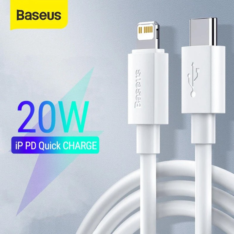 Combo 2 cáp sạc nhanh và truyền dữ liệu Type C to Lightning Baseus Simple Wisdom Data Cable Kit (PD 20W, 1,5m, 2pcs)