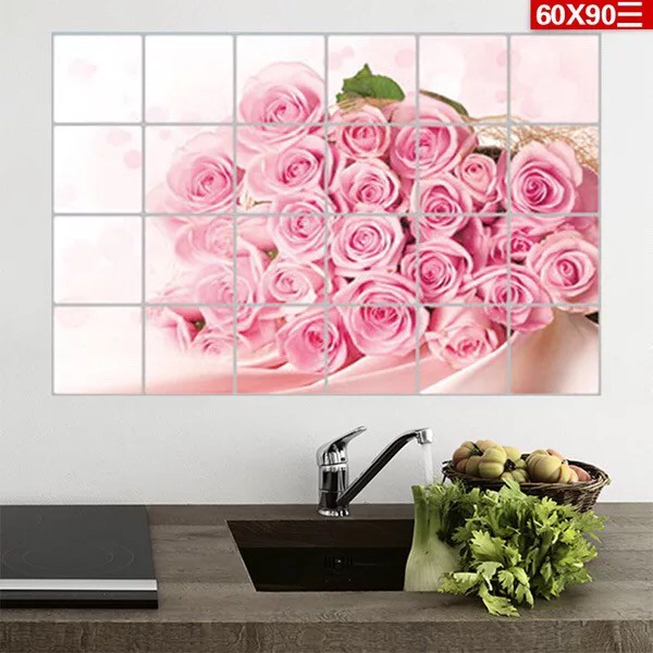 Decal dán bếp tráng nhôm cách nhiệt size lớn - hoa hồng xinh