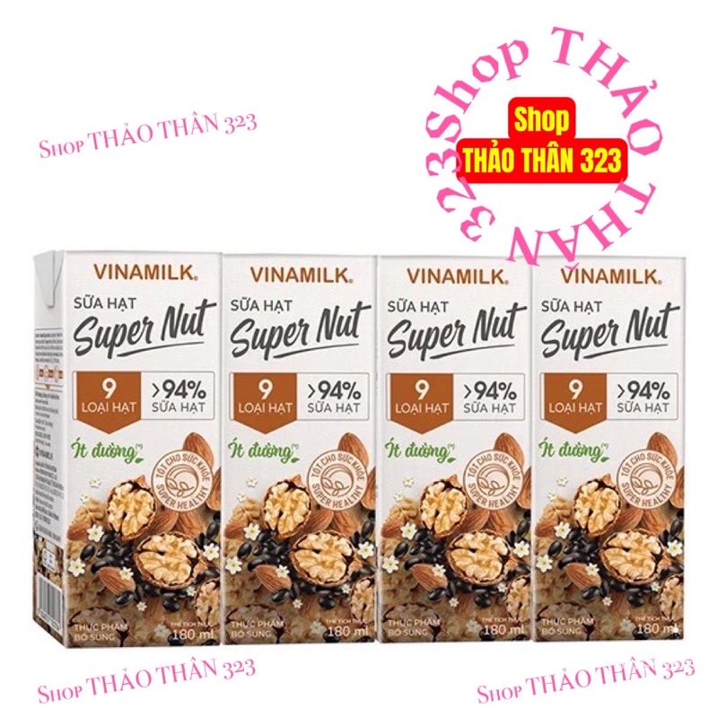 Sữa Super Nut Vinamilk 9 Loại Hạt Cao Cấp 180ml (1 lốc x 4 hộp)