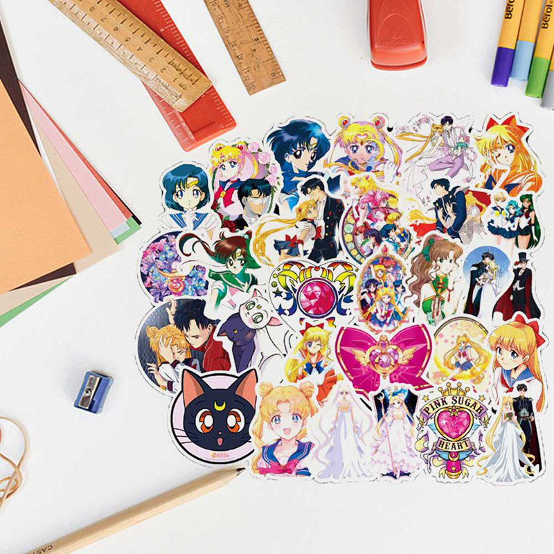 Set 50 hình dán thủy thủ mặt trăng