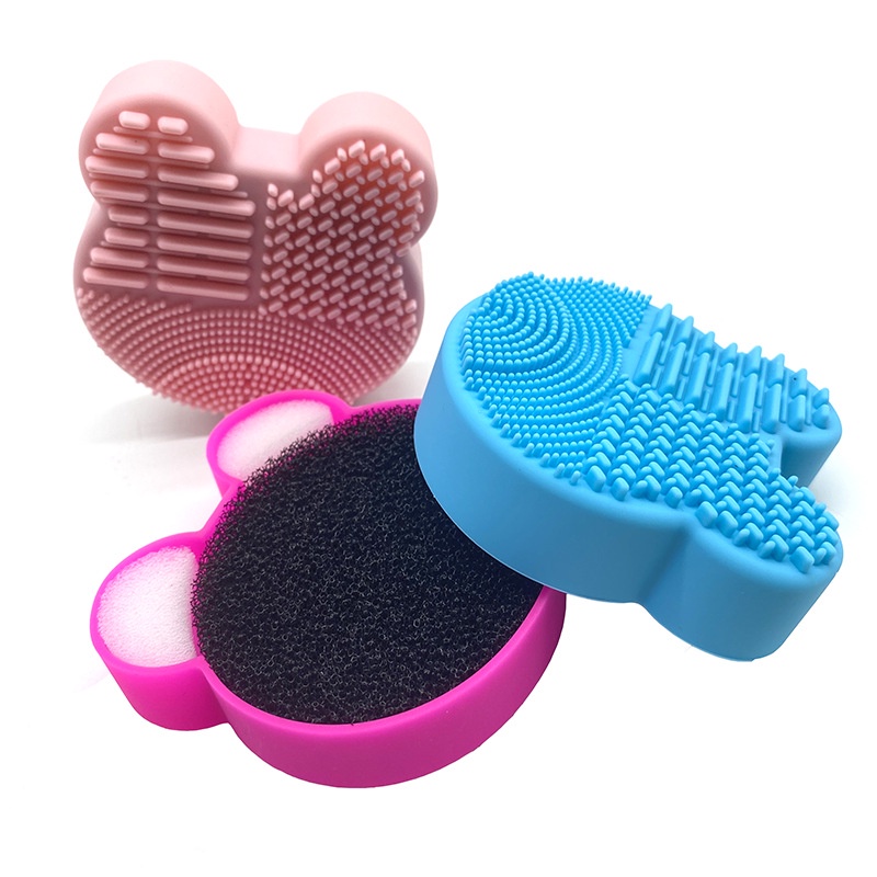 Hộp chà rửa vệ sinh cọ trang điểm nhanh khô hình chuột Mickey/hình trái tim bằng silicon