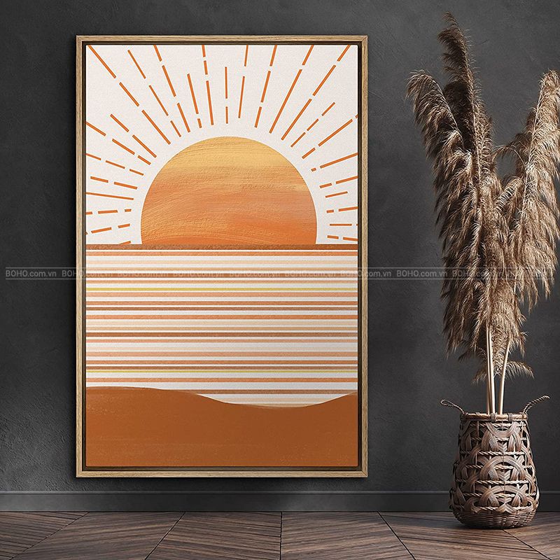 Tranh BOHO trừu tượng treo tường kích thước 50*70cm, tặng kèm đinh 3 chân treo tranh, bảo hành 12 tháng