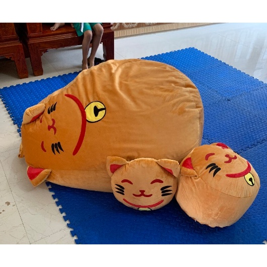 Ghế Lười Hạt Xốp Mèo Thần Tài vừa trang trí nhà vừa thư giãn