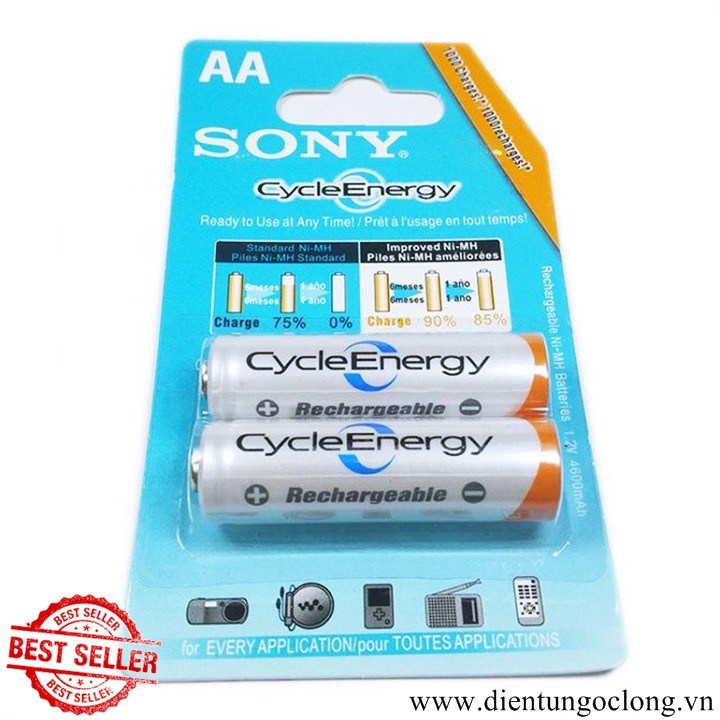  Vỉ 2 pin sạc AA hoặc AAA Sony CycleEnergy ( loại pin sạc được)