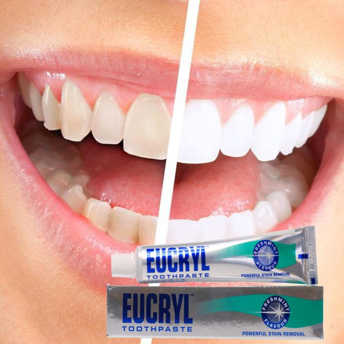 Combo Bột Tẩy Trắng Răng + Kem Đánh Răng Làm Trắng Răng Hương Bạc Hà EUCRYL Tooth Paste Freshmint