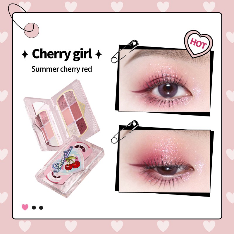 Flower Knows Cherry Love Retro Magnetic Eyeshadow Palette Shimmer eyeshadows 5 types 9g | BigBuy360 - bigbuy360.vn