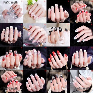 Set 24 Móng Tay Giả Trong Suốt Đính Hạt Cườm