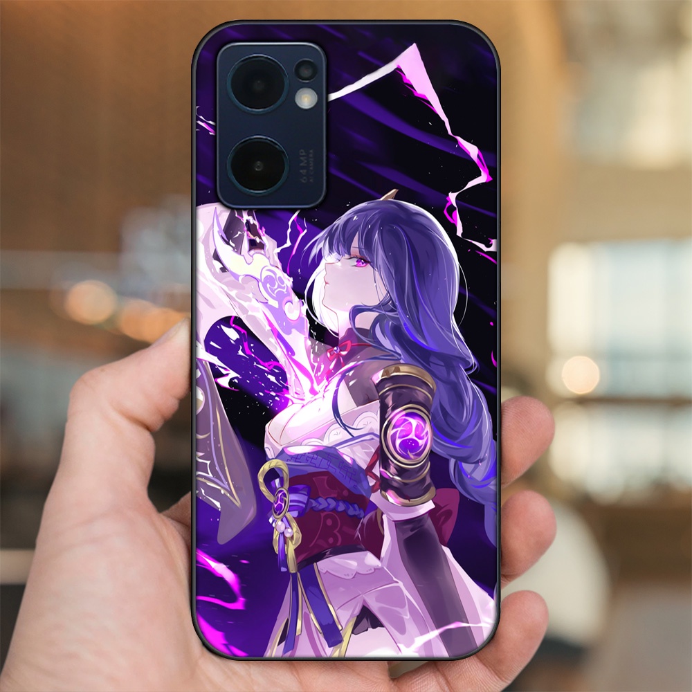 Ốp lưng Oppo Reno 7 5G viền đen in hình Raiden Shogun Genshin Impact