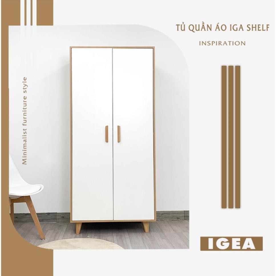 Tủ quần áo gỗ 2 cánh kết hợp treo và ngăn tiện lợi, tủ quần áo cá nhân IGEA shelf - GP129