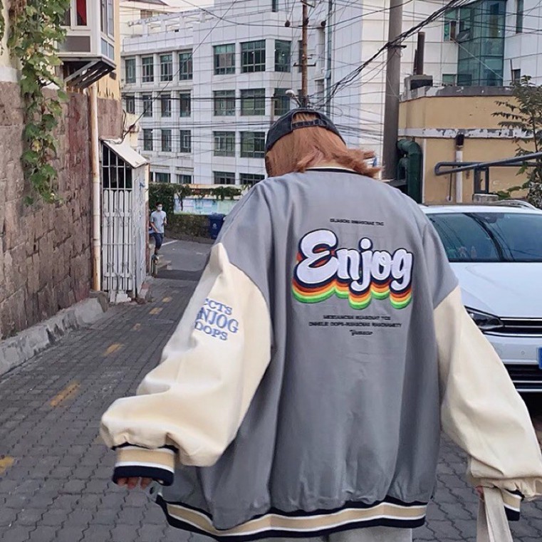 Áo khoác dù bomber unisex bóng chày form rộng Enjoy