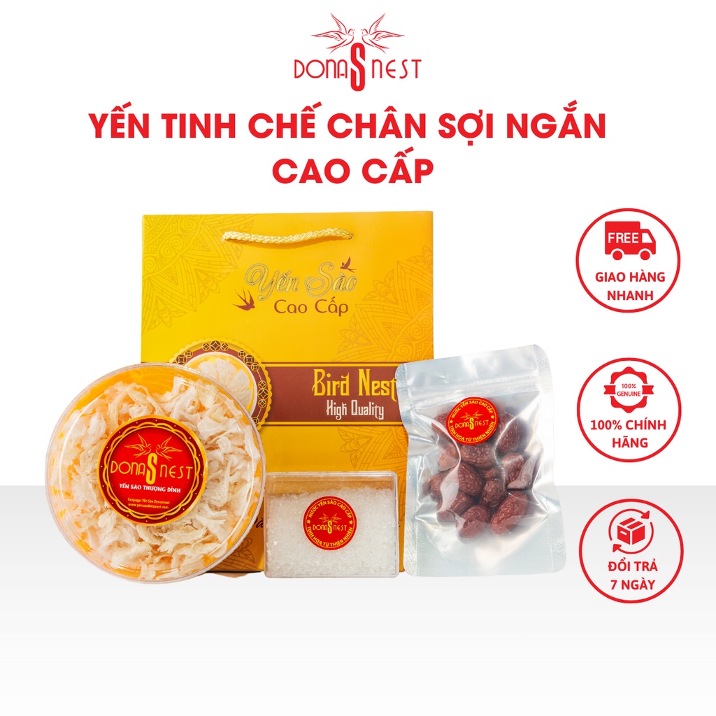 Yến Tinh Chế Chân Sợi Ngắn Cao Cấp Bổ Sung Dưỡng Chất Hộp 1 Lạng Tặng Kèm Táo Đỏ, Đường Phèn