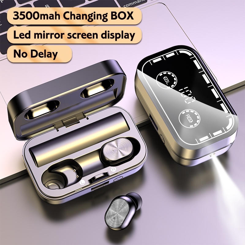 （COD）TWS Tai nghe Bluetooth 5.1 với micrô với HIFI Stereo 9D với tai nghe chống nước IPX5 với ngân hàng điện 3500mAh