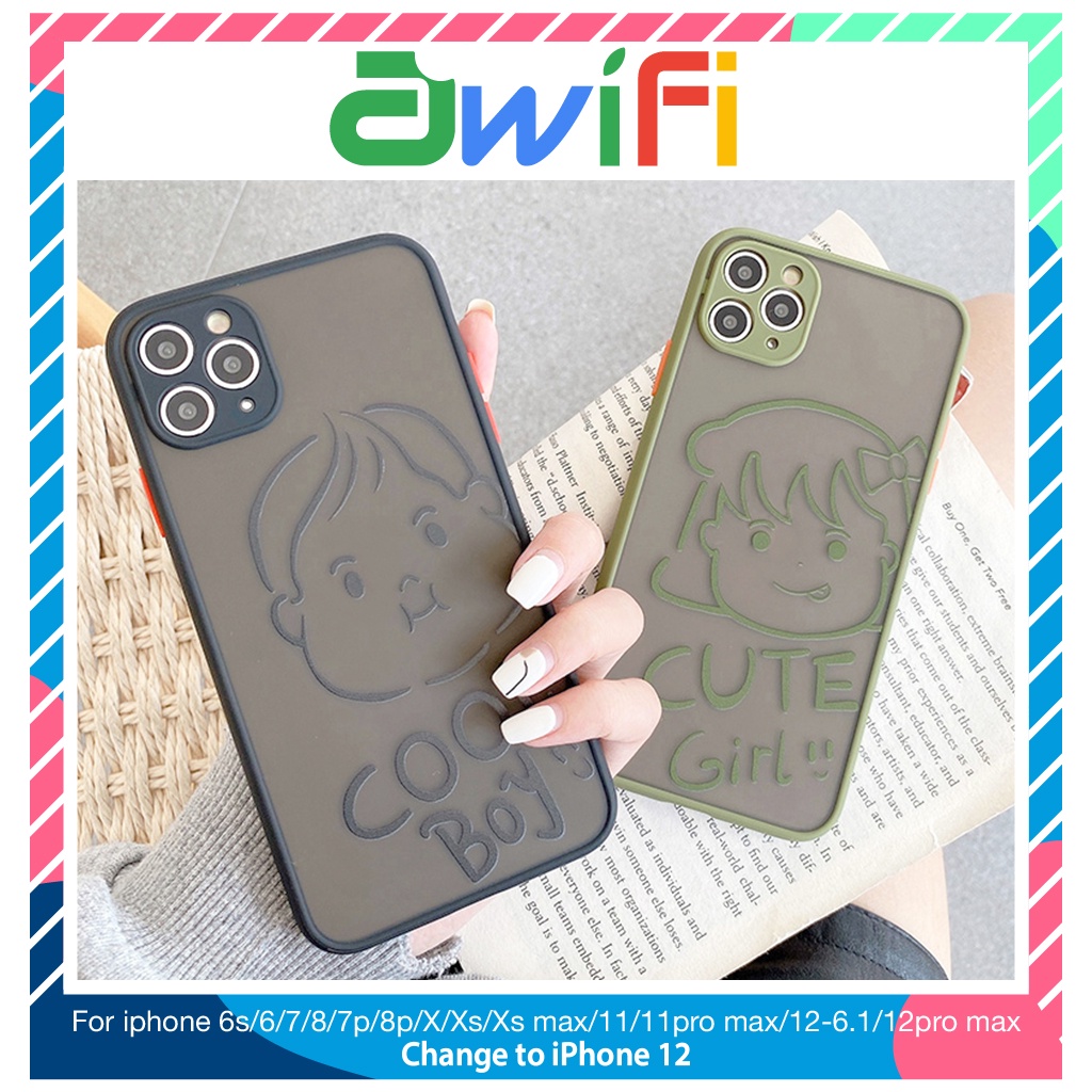 Ốp lưng iphone nhám boy girl cute 5/5s/6/6plus/6s/6splus/7/7plus/8/8plus/x/xr/xs/11/12/pro/max/plus/ - Sale Sốc T5-6