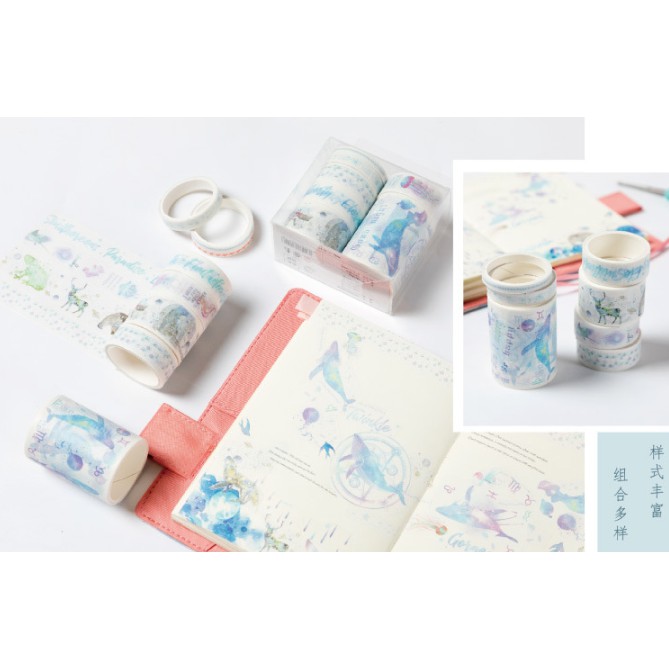 Bộ 7 washi tape chủ đề nghệ thuật trang trí sổ tay, scrapbook, planner...