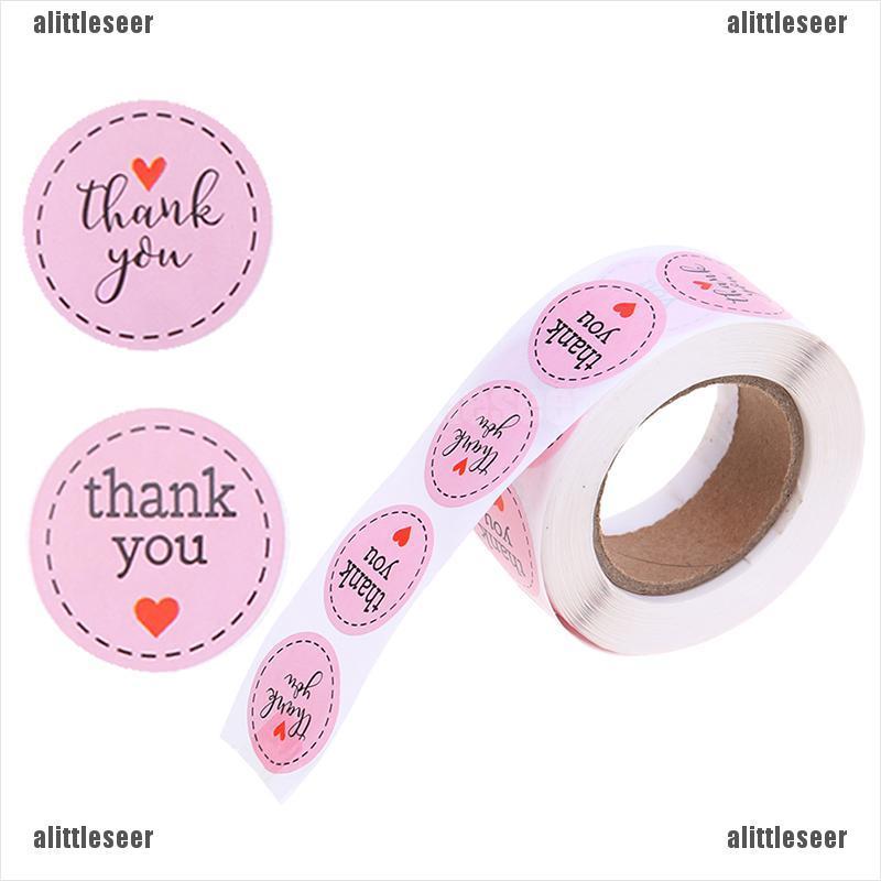 Set 500 Miếng Dán 1 inch Màu Hồng In Chữ Thank You Trang Trí Tiệc Cưới