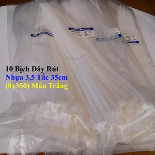 [COMBO] 10 Bịch Dây Rút Nhựa 3,5 Tấc 35cm (8x350) Màu Trắng