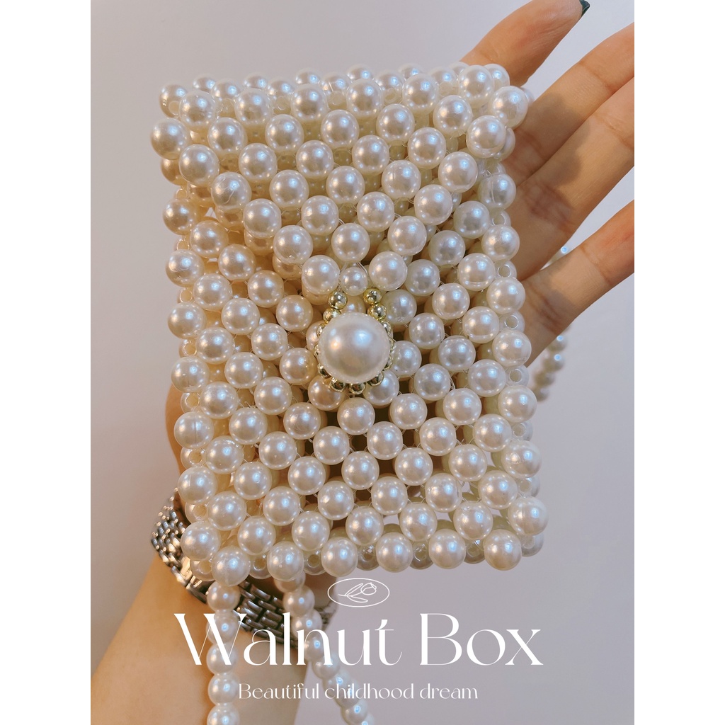 Túi Đeo Chéo Handmade Đính Ngọc Trai Mini Dễ Thương Xinh Xắn