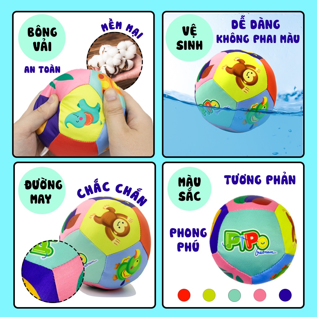 Bóng vải gắn lục lạc luyện cầm nắm an toàn cho trẻ sơ sinh và trẻ nhỏ