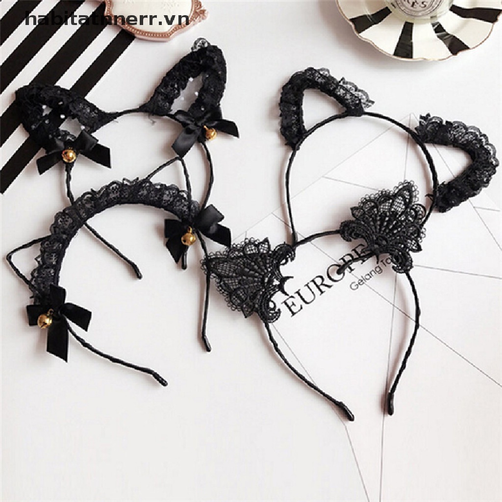 Băng Đô Tai Mèo Phối Ren Xinh Xắn Dành Cho Nữ