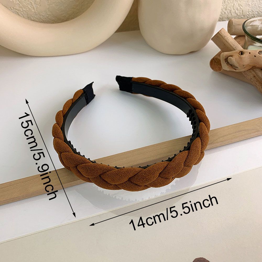 Băng đô cài tóc bản rộng vải màu trơn/ xoắn bện thời trang thu đông xinh xắn dành cho nữ