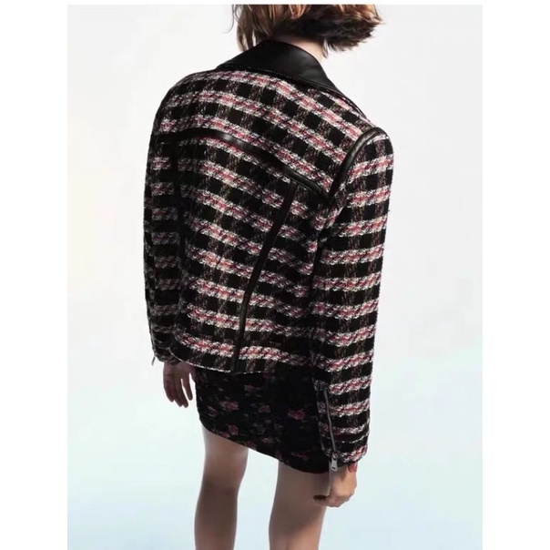 ÁO KHOÁC TWEED PHA DA ZARA AUTHENTIC TUỒN STORE