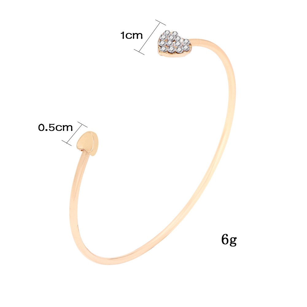 Nhập WAFACB01 giảm 10K_ Vòng tay hở mạ vàng đính đá hình trái tim | BigBuy360 - bigbuy360.vn