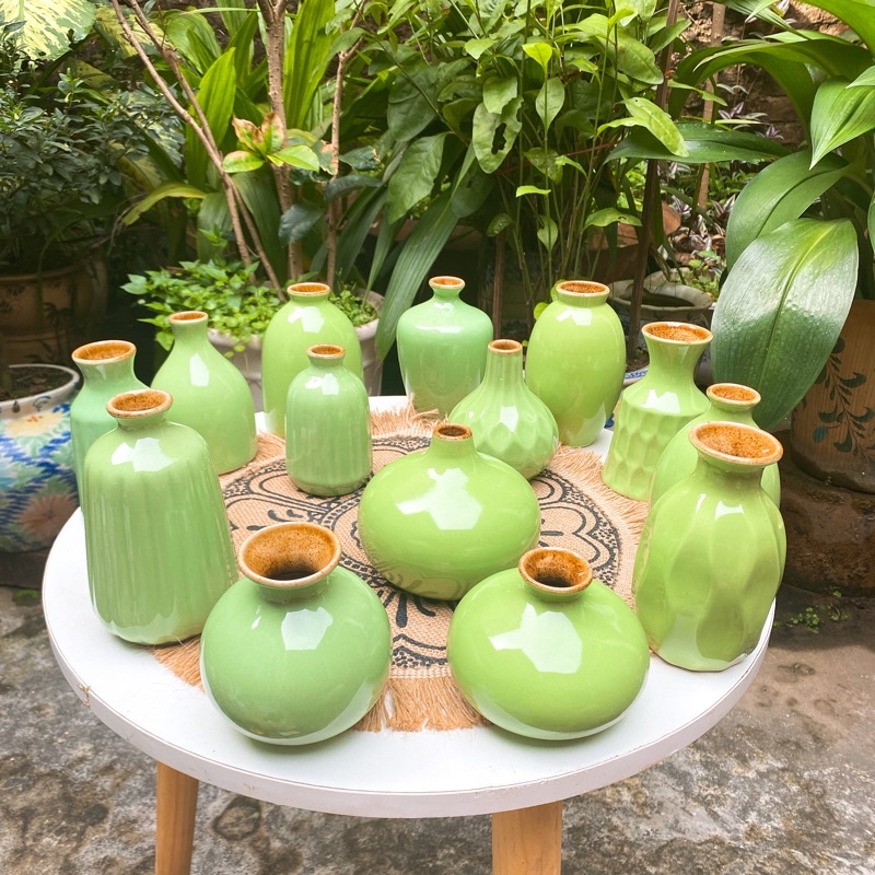 Set Lọ Hoa Mini Gốm Sứ Bát Tràng Màu Sắc 8-14cm - Lọ Hoa Decor