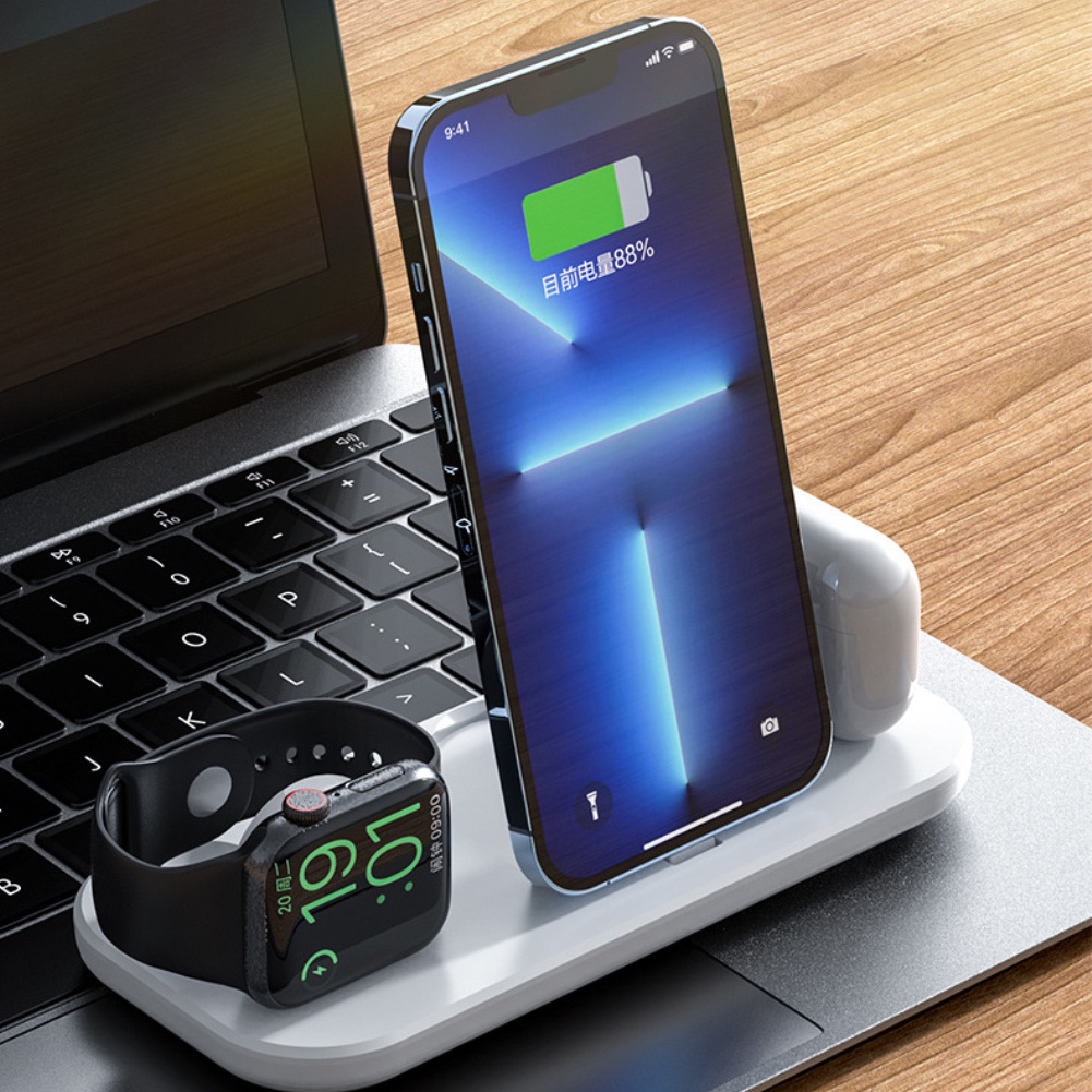 Bộ Sạc Không Dây 2022 Đế Sạc Có Thể Gập Lại 3 Trong 1 Cho Iphone 13/12/11 Pro Max X/xs/xr/8/8 Plus Apple Watch Series Airpods homelove