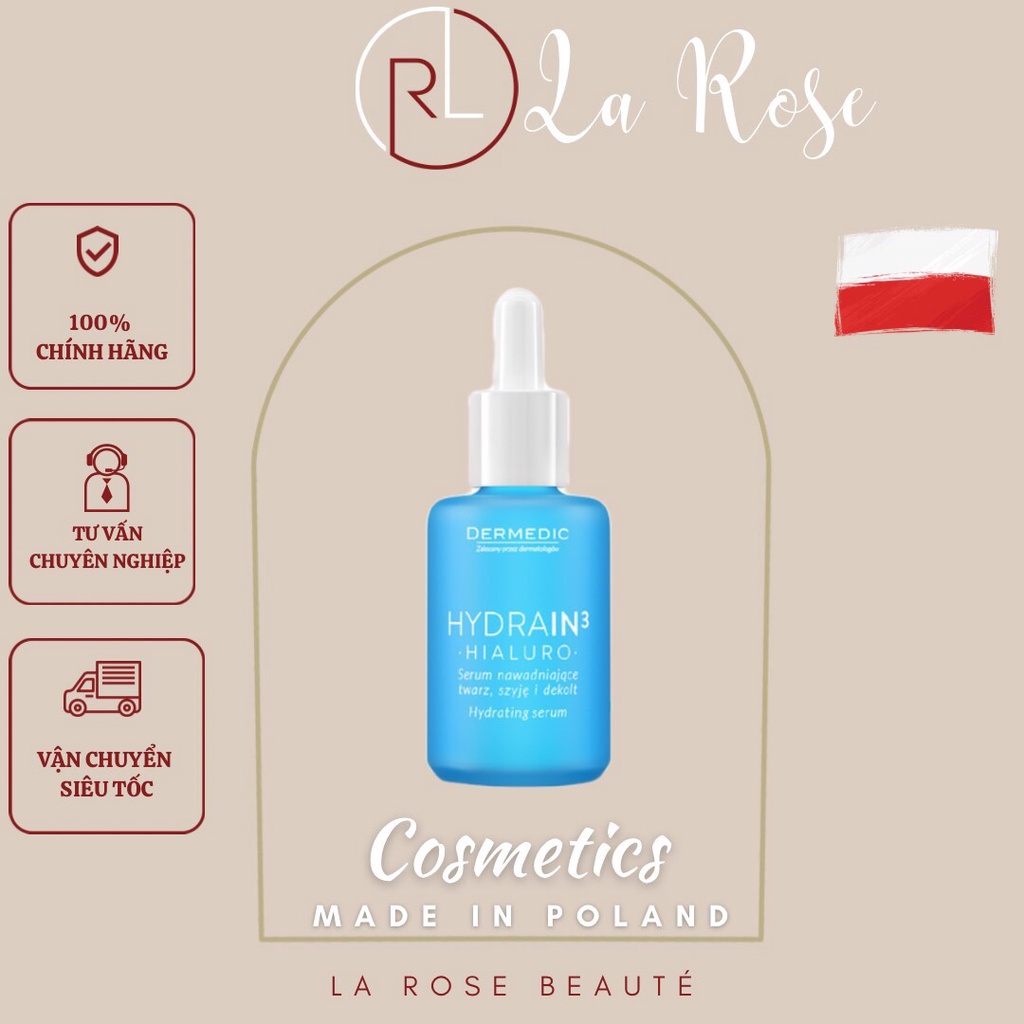 Serum dưỡng ẩm chuyên sâu Dermedic Hydrain3 Hialuro 30ml có bill