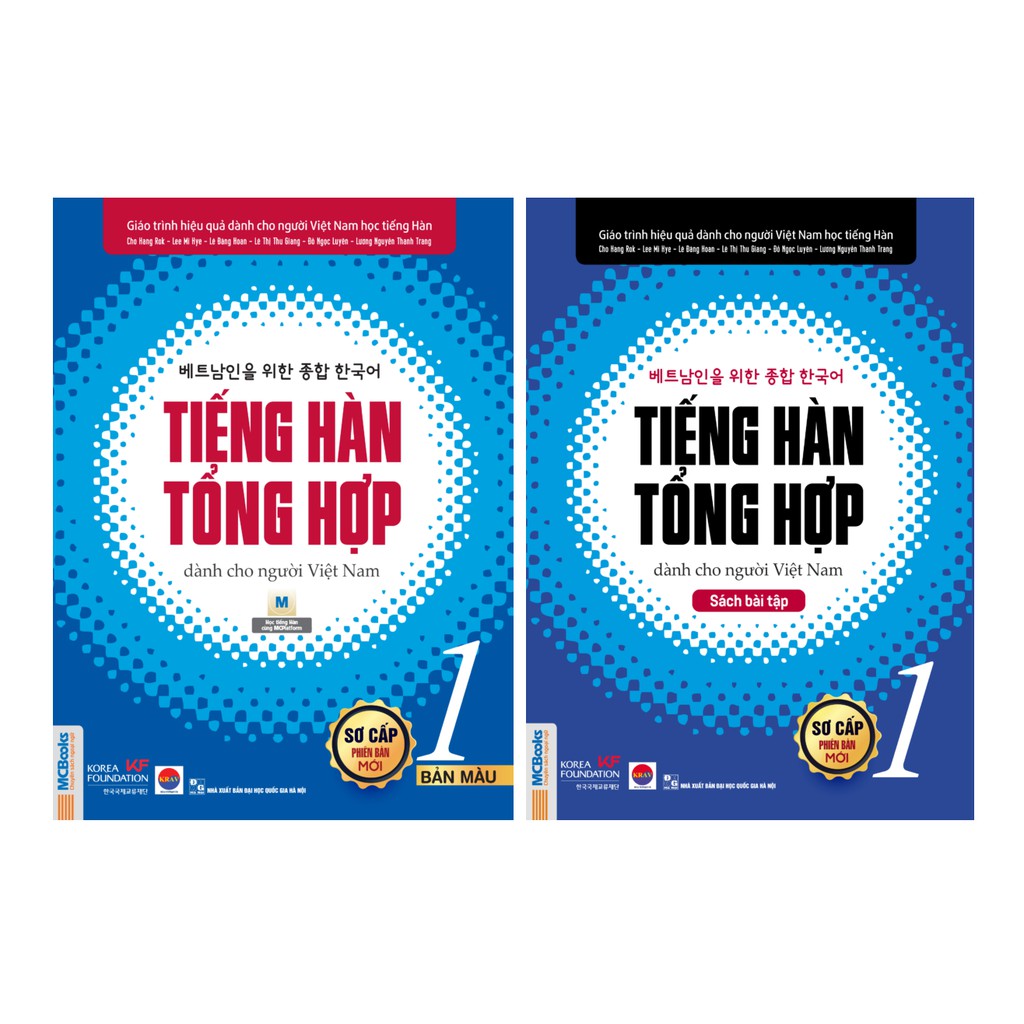 Sách - Trọn bộ Tiếng Hàn Tổng Hợp Dành Cho Người Việt Nam Sơ cấp 1 + Sơ cấp 2 (Bản màu) + Sách bài tập