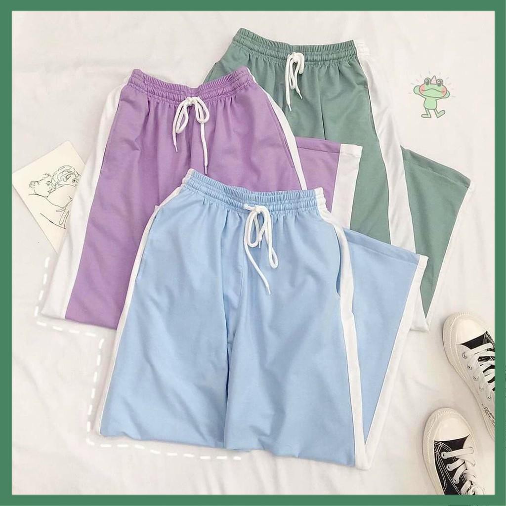Quần Thun Dài Culottes Nữ 1 Sọc Ống Suông Rộng - La mode