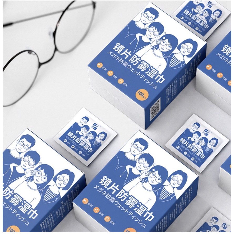 Hộp 100 Khăn Lau Kính Mắt Kính Nano Chống Bám Hơi Nước Vân Tay