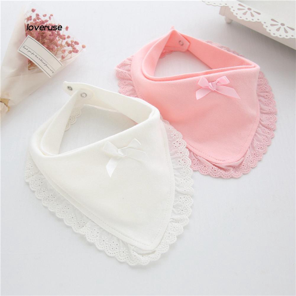 Yếm Ăn Vải Cotton Phối Ren Chống Thấm Nước Cho Bé Gái Sơ Sinh