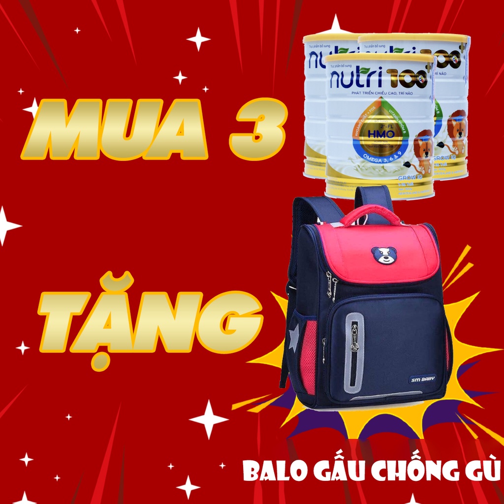 Sữa bột dinh dưỡng giúp trẻ phát triển trí não và chiều cao NUTRI 100+Grow IQ 900g dành cho trẻ thấp còi cần tăng trưởng