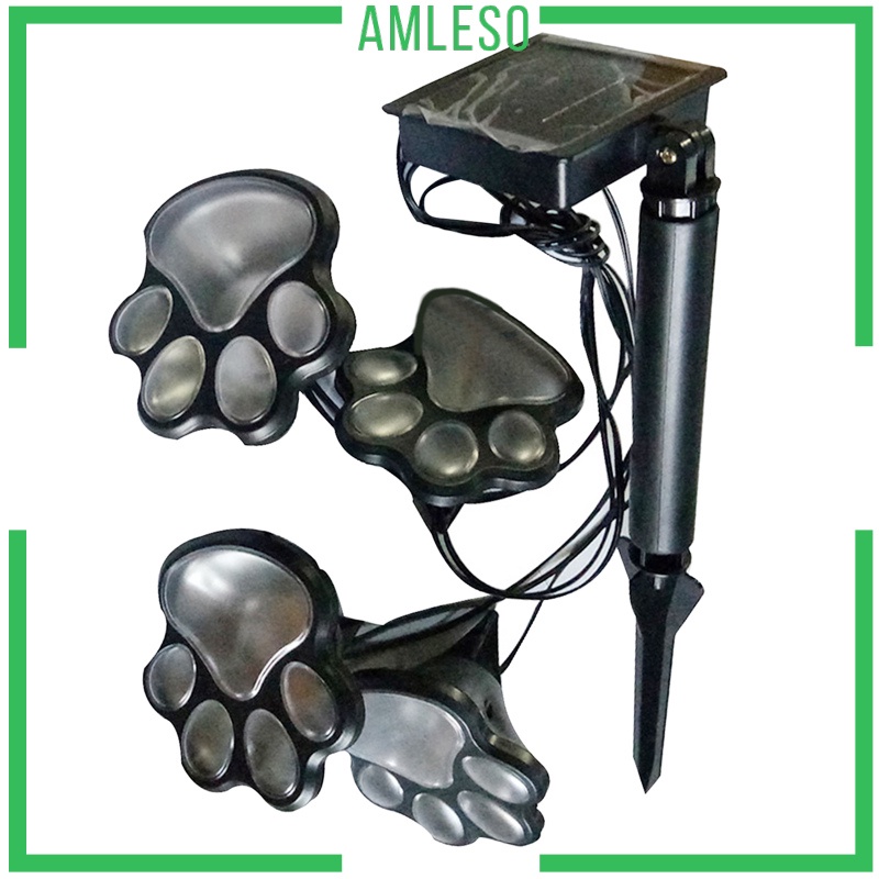 Bộ 4 Đèn Led Năng Lượng Mặt Trời In Hình Dấu Chân Cún Độc Đáo Trang Trí Sân Vườn