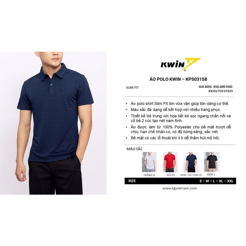 ÁO POLO KWIN- KPS031S8 Giá: 450.000₫