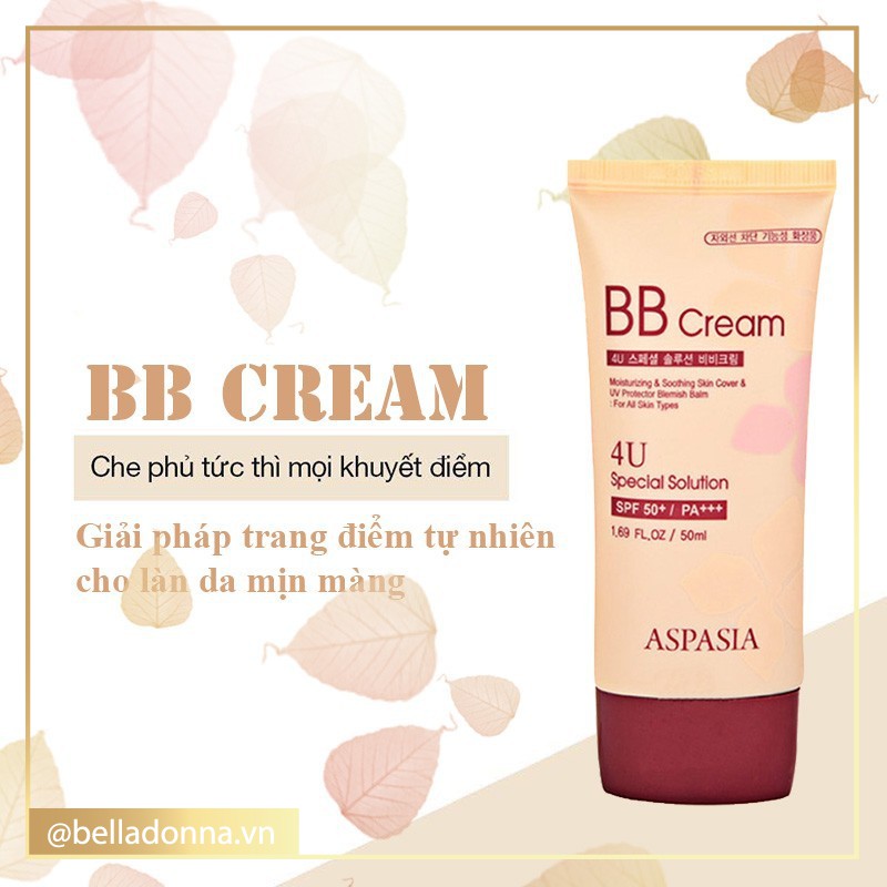 Kem Nền Có Chống Nắng Aspasia 4U Special BB Solution Cream SPF50 PA+++ 50ml