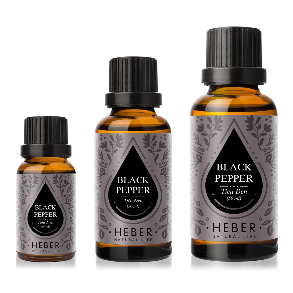 Tinh Dầu Tiêu Đen Black Pepper Heber Natural Life, Cao Cấp Nhập Khẩu, Thiên Nhiên Nguyên Chất, Chai 10ml/30ml/50ml