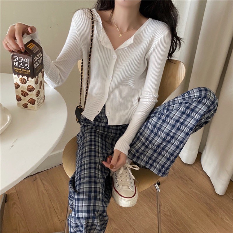 Áo Cardigan Len đan Nữ Tay dài Áo Len Tăm Sọc Dọc Nữ Mùa Đông Dài tay Thời trang | BigBuy360 - bigbuy360.vn