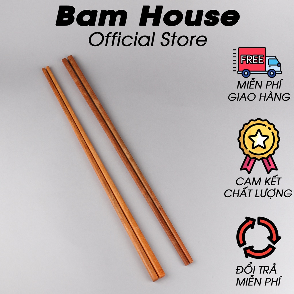 Bộ 2 đôi đũa gỗ dài chiên thức ăn Bam House chống bỏng cao cấp DGD01 – Gia dụng bếp