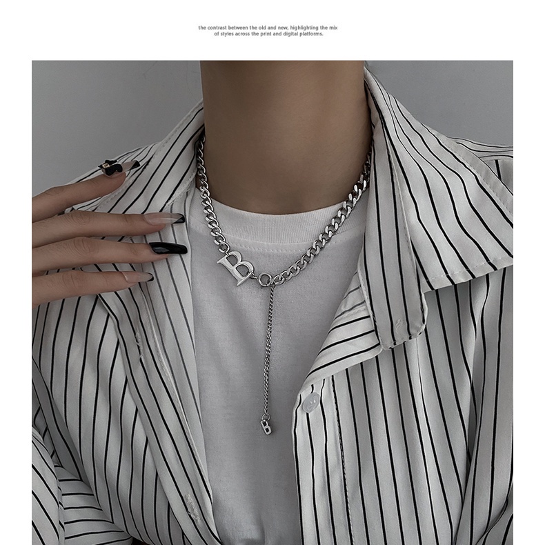 Dây Chuyền Mặt Chữ B Phong Cách Hiphop Sang Trọng 19XL035