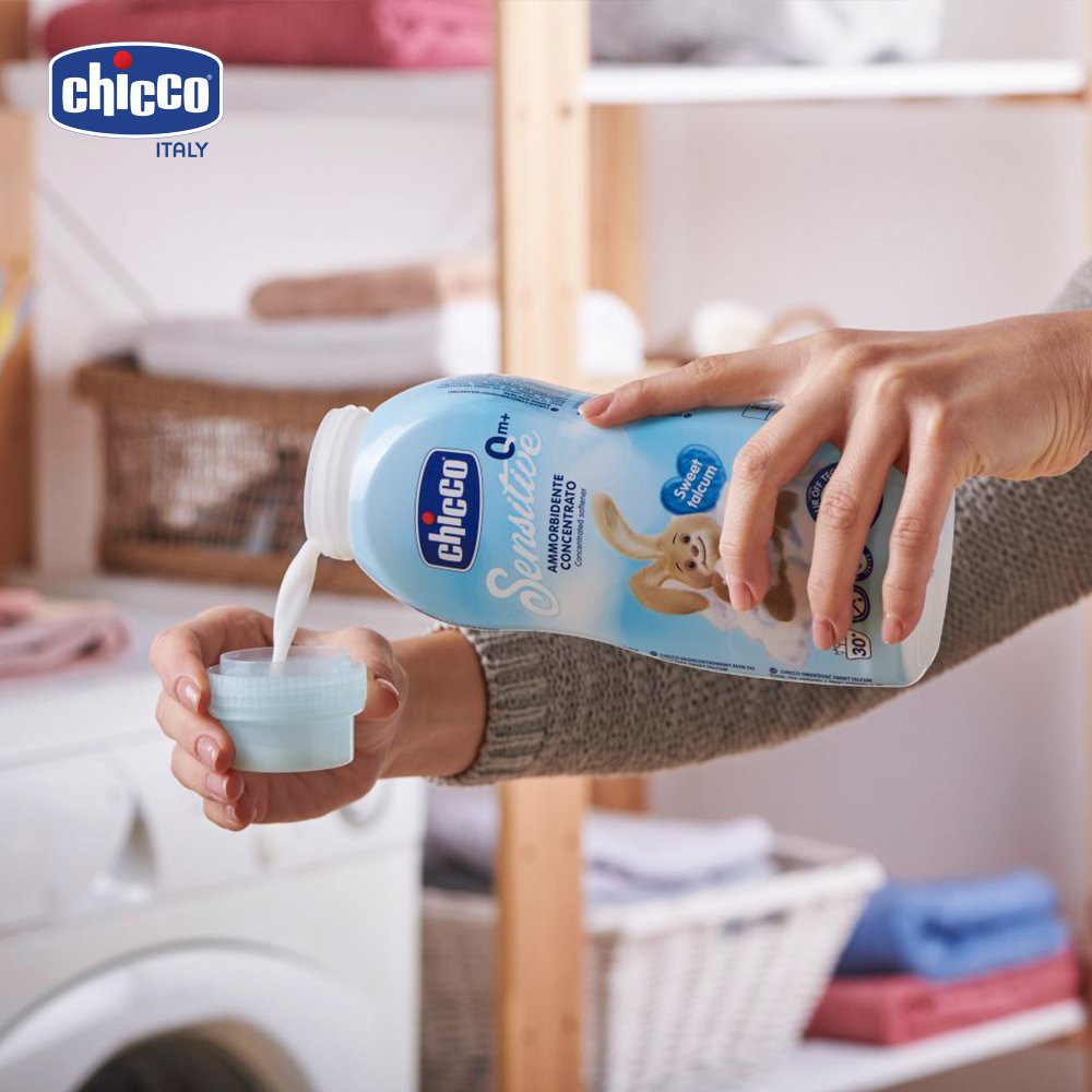 Nước xả vải Chicco nhập khẩu từ Ý+ cho da nhạy cảm 750ml làm mềm mịn vải loại bỏ mùi hôi vi khuẩn gây hại cho bé
